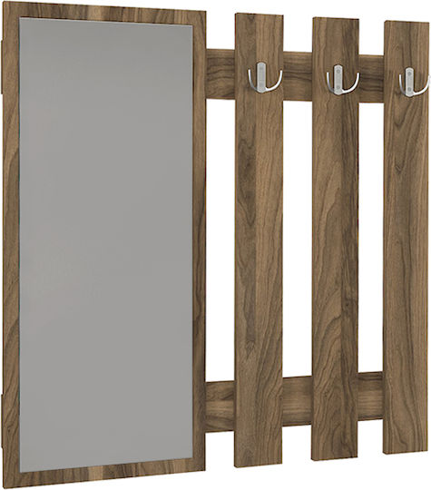 Megapap Стенна Закачалка Folin Folin Дървена 3 Места Кафява 90x4x90cm