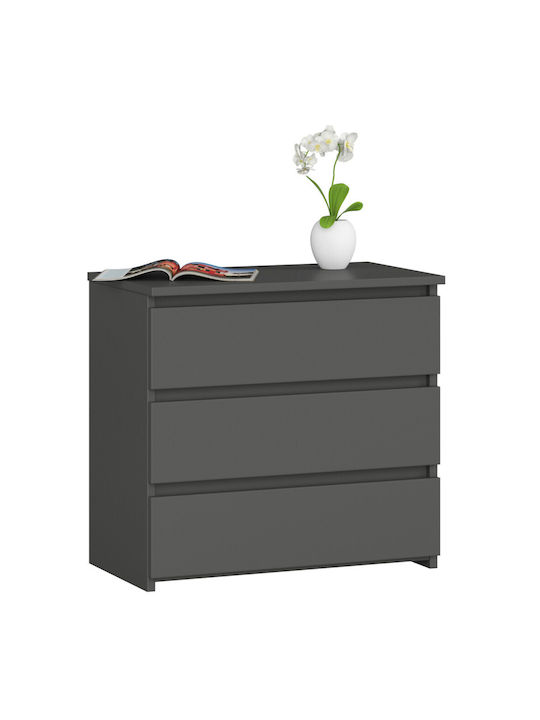 Comoda pentru Dormitor cu 3 sertare Matte Gray 60x35x57buc