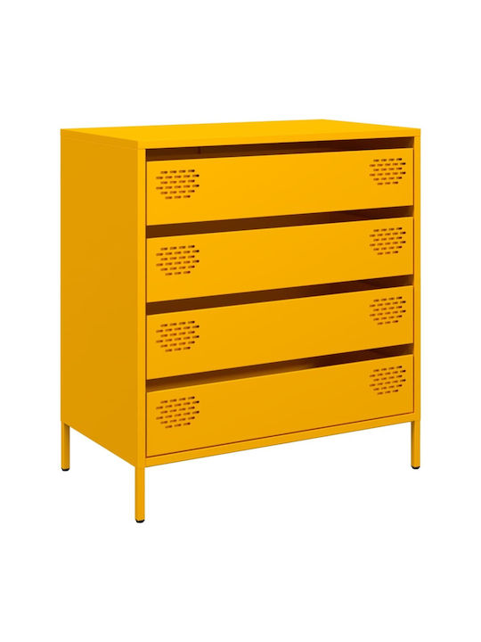 Συρταριέρα Κρεβατοκάμαρας mit 4 Schubladen Mustard 68x39x73.5cm