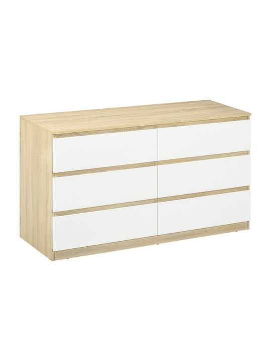 Wooden Chest of Drawers with 6 Drawers 135x48x77cm