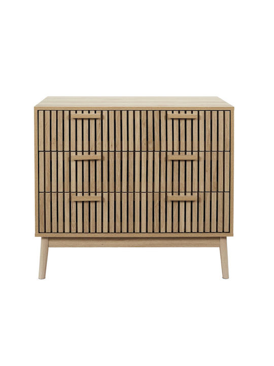Wooden Chest of Drawers with 3 Drawers 90x49x79cm
