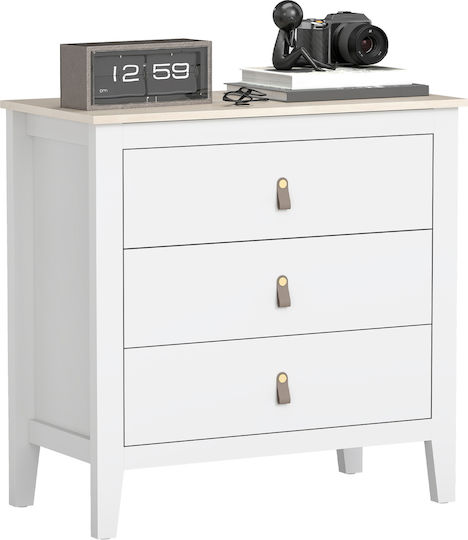 Comoda pentru Dormitor cu 3 sertare White 80x40x78.5buc