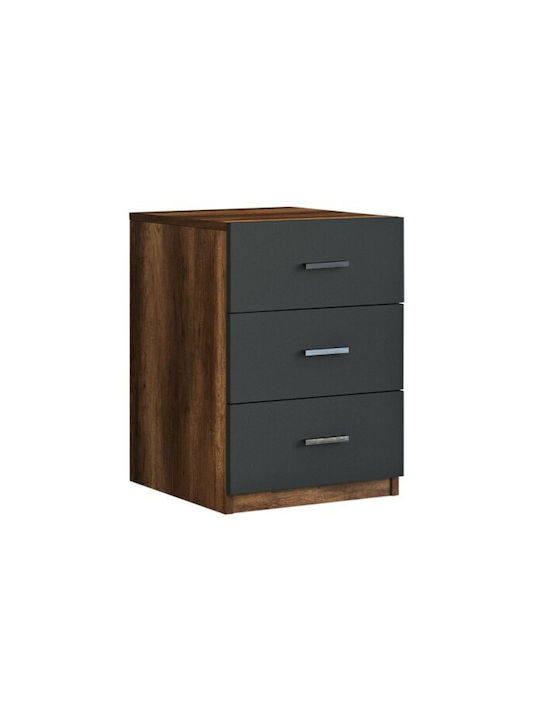 Kailua 2102 Wooden Chest of Drawers Walnut, Anthracite 45x47x62cm