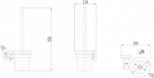 Glass Toilet Brush Bronze