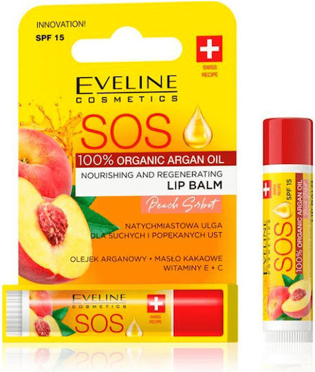 Eveline Cosmetics Sos Balsam de Buze Peach Sorbet Spf15 4,2g