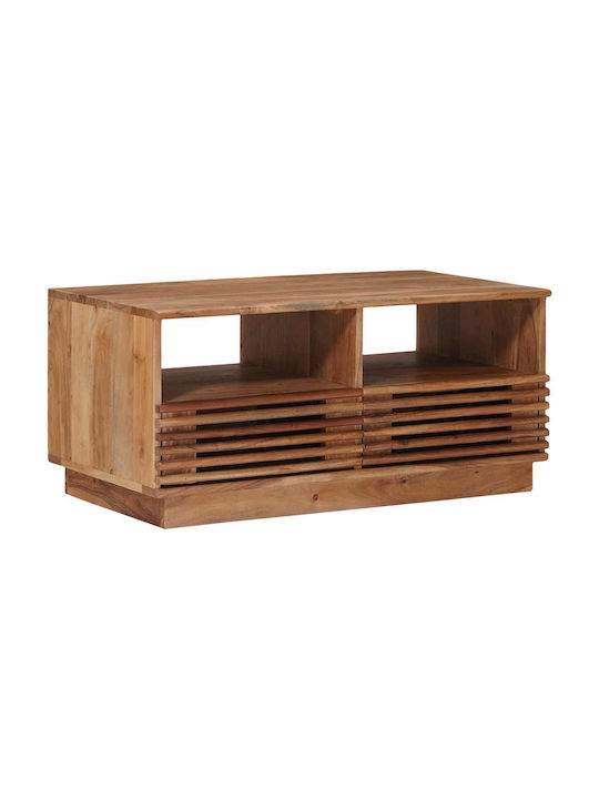 Central Coffee Table Made of Solid Wood with Drawers Natural W85xD45.5xH40cm