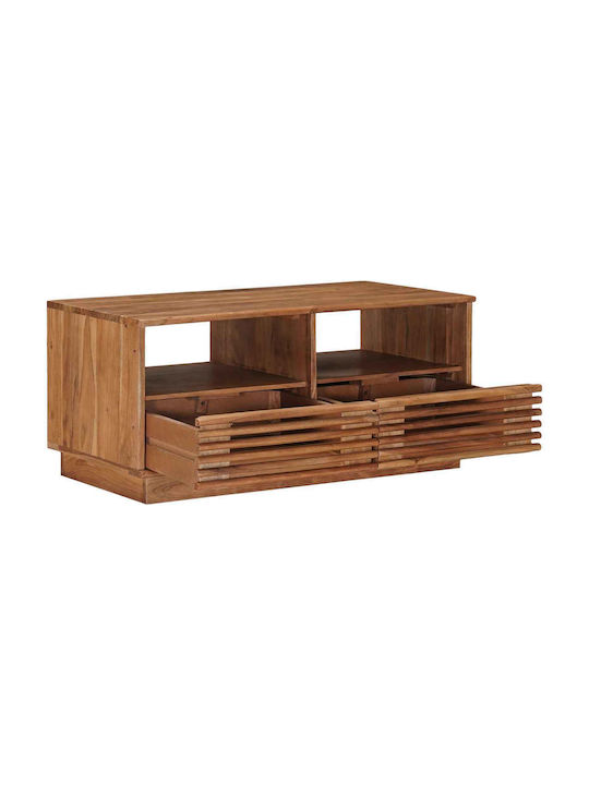 Central Coffee Table Made of Solid Wood with Drawers Natural W85xD45.5xH40cm