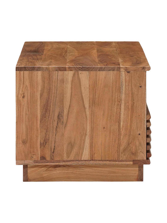 Central Coffee Table Made of Solid Wood with Drawers Natural W85xD45.5xH40cm