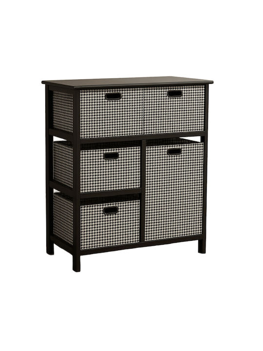 Wooden Chest of Drawers with 5 Drawers Black 54x29x65cm