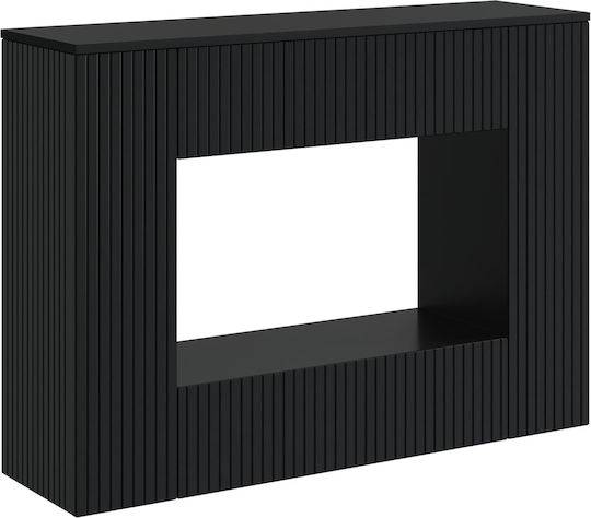 Wooden Striped Black Console M101xW29xH74cm