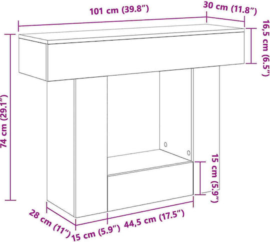 Konsolentisch Aus Holz Schwarz Eiche M101xB30xH74cm