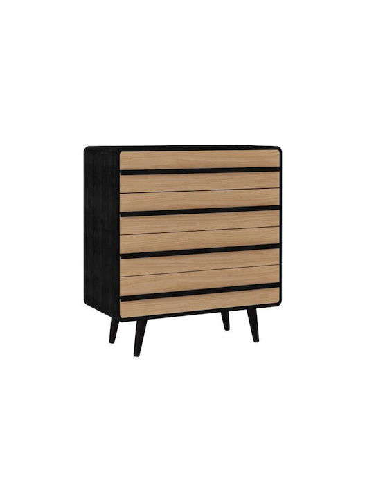 Συρταριέρα Κρεβατοκάμαρας Denton 566 Black Oak 80x39x88cm