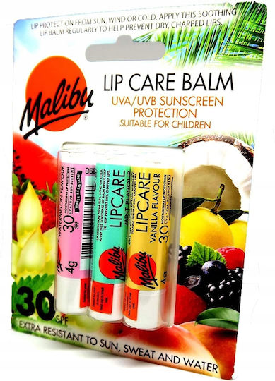 Malibu Σετ Lip Balm SPF30 Lip Care Balm Set 4gr