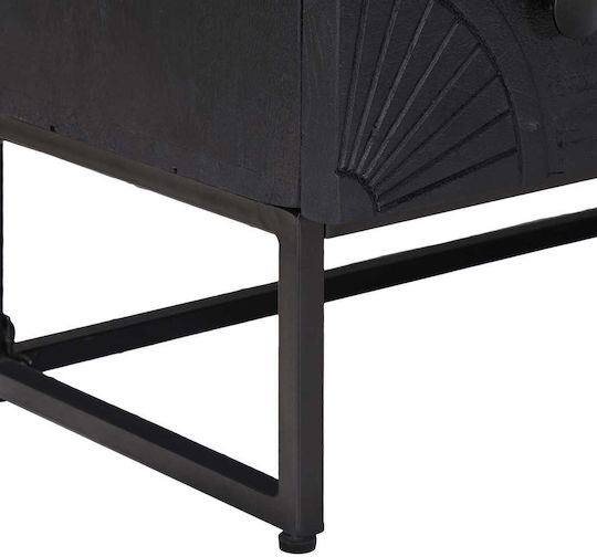 Sideboard Schrank Aus Holz mit Schubladen Schwarz 75x30x65cm