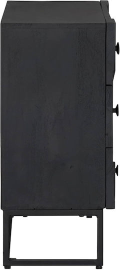 Sideboard Schrank Aus Holz mit Schubladen Schwarz 75x30x65cm