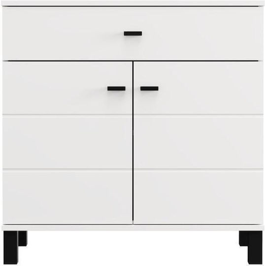 Μπουφές 2k1f2v Ξύλινος με Συρτάρια Λευκό 77x35x78cm