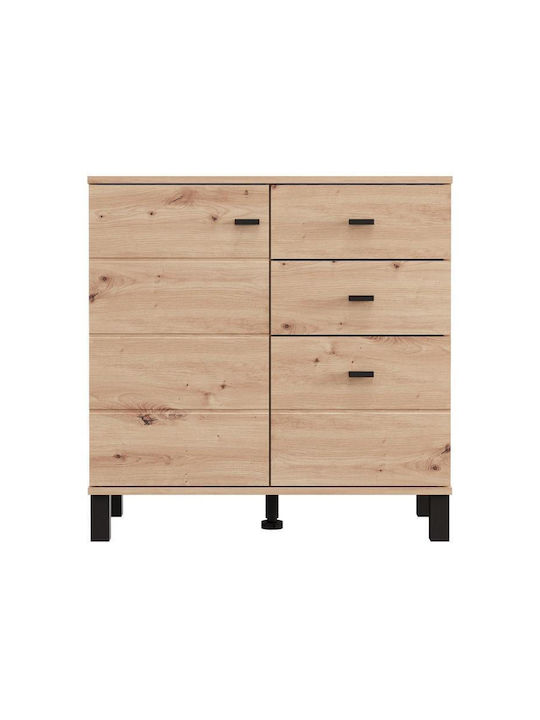 Wooden Sideboard with Drawers Artisan Oak 77x35x78cm