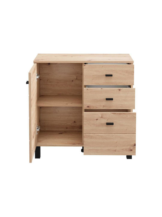 Wooden Sideboard with Drawers Artisan Oak 77x35x78cm