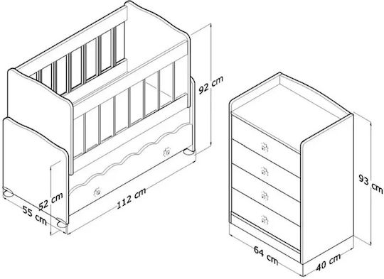 Stewehome Holz Babybett Mit Schubladen & Wickeltisch Weiß 112×55×92cm Stewehome Holz Babybett Mit Schubladen & Wickeltisch Weiß 112×55×92cm