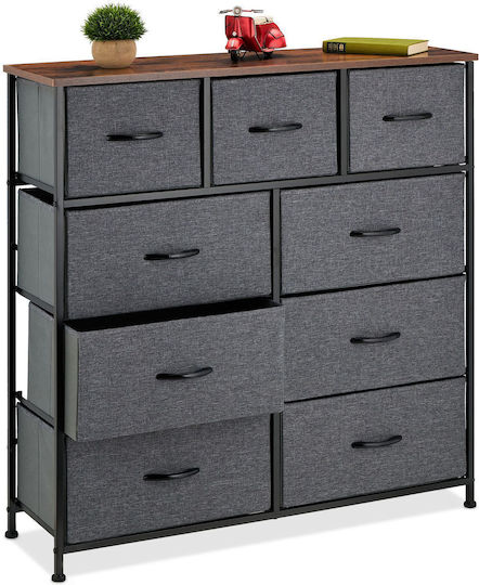 Συρταριέρα Κρεβατοκάμαρας mit 8 Schubladen Gray mit Stoffbezug 100x30x100cm Συρταριέρα Κρεβατοκάμαρας mit 8 Schubladen Gray mit Stoffbezug 100x30x100cm