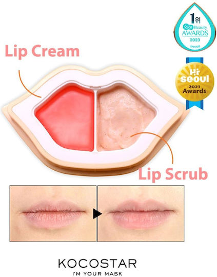 Kocostar Peach Duoduo, Scrub & Care Cream for Soft & Hydrated Lips 43ml [23ml/20ml]