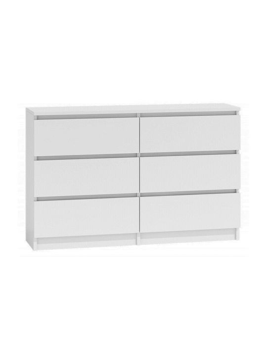 Συρταριέρα Κρεβατοκάμαρας M6 mit 6 Schubladen Weiß 120x30x77cm