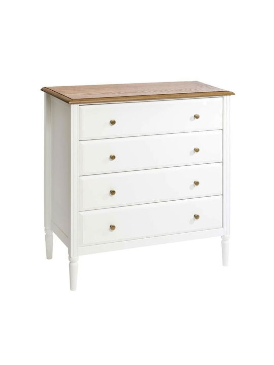 Bedroom Chest of Drawers Wooden Komoda Solen With 4 Drawers White 80x40x85.5cm