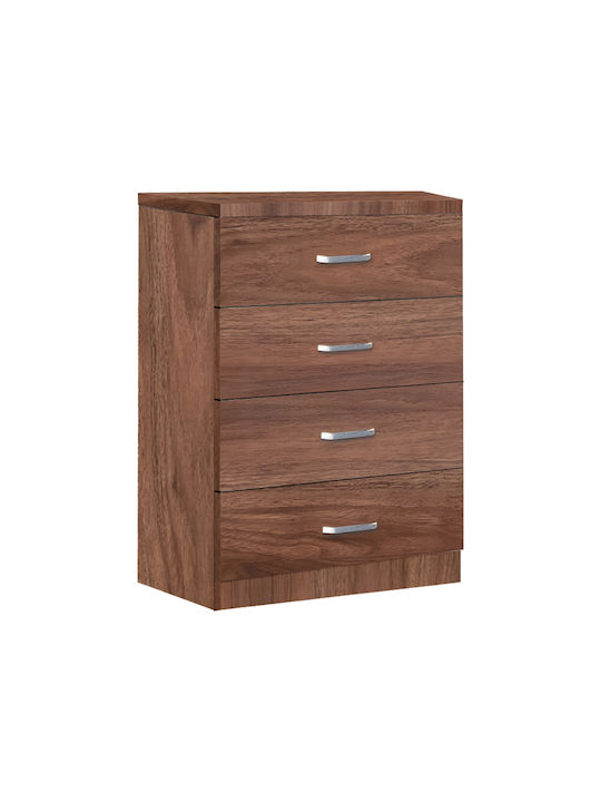 Wooden Bedroom Chest of Drawers Killian with 4 Drawers Walnut 80x40x80cm