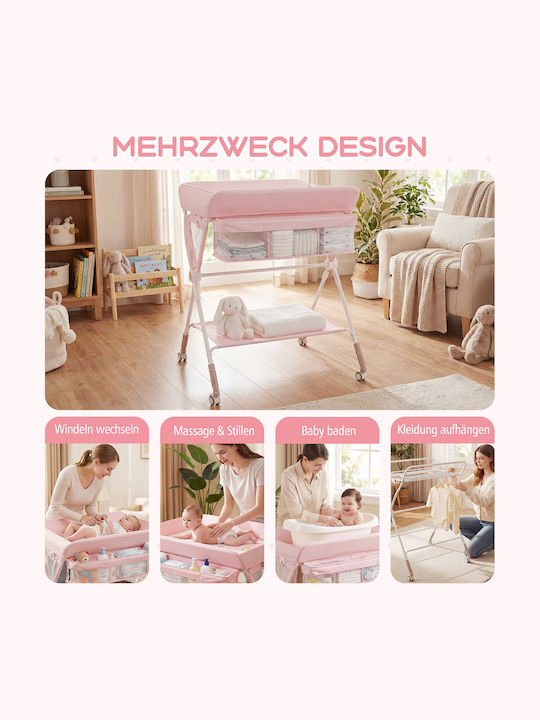 Costway Portable Changing Pad Made of Pink Fabric