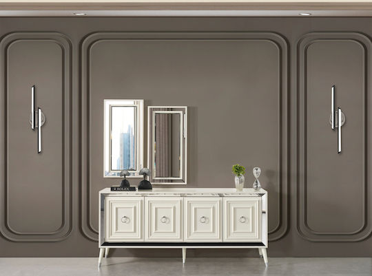 Stewehome Set Trapezarie Masa Extensibila Alba si Argintie 160x80x90cm