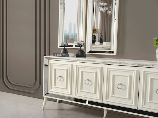 Stewehome Set Trapezarie Masa Extensibila Alba si Argintie 160x80x90cm
