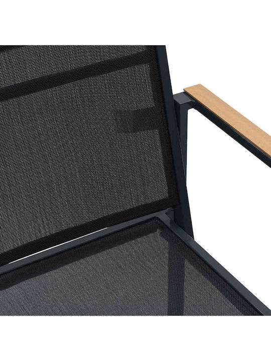 vidaXL Outdoor Chair Metallic Garden Black 2 Pieces 53.5x59x77cm