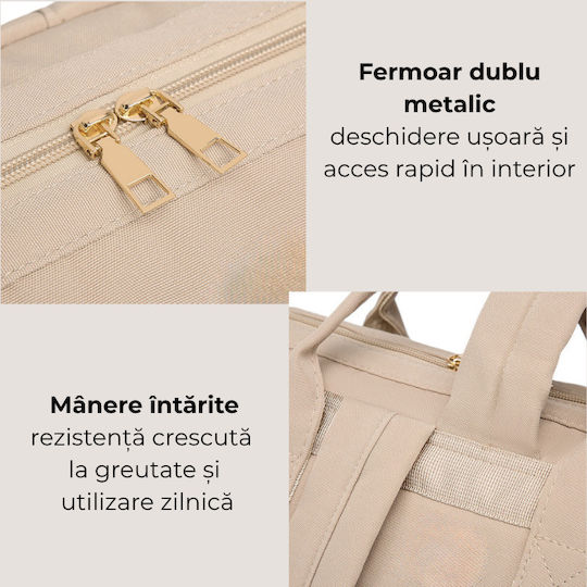 Kidizi Wickeltasche Rucksack Beige 39x25x19cm