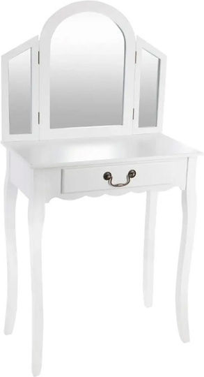 Wooden Makeup Dressing Table White with Mirror 65.3x36.2x128.1cm