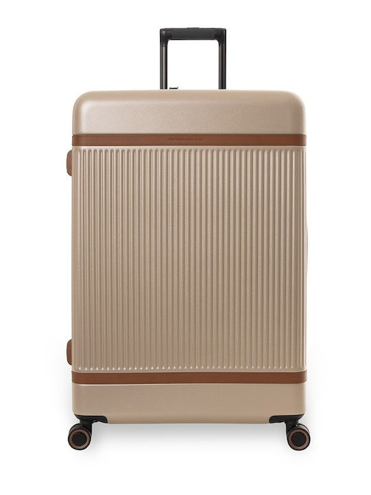 The Chesterfield Brand Large Hard Beige Suitcase With 4 Wheels Height 76cm