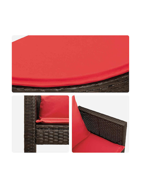 Rattan Gartenbank mit Kissen 168x168x180cm