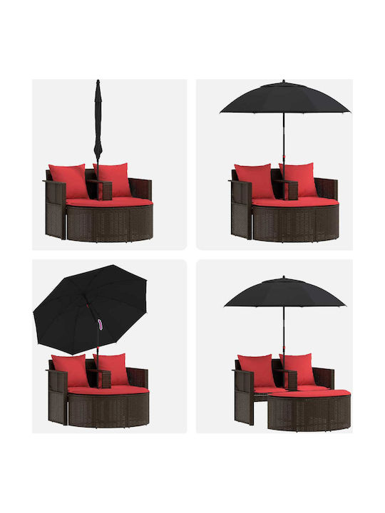 Rattan Gartenbank mit Kissen 168x168x180cm