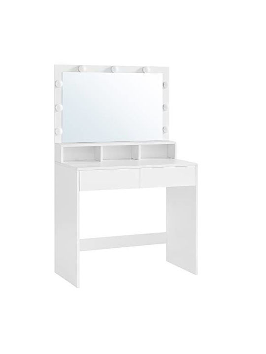 Schminktisch Hölzern White mit Spiegel 80x40x140cm