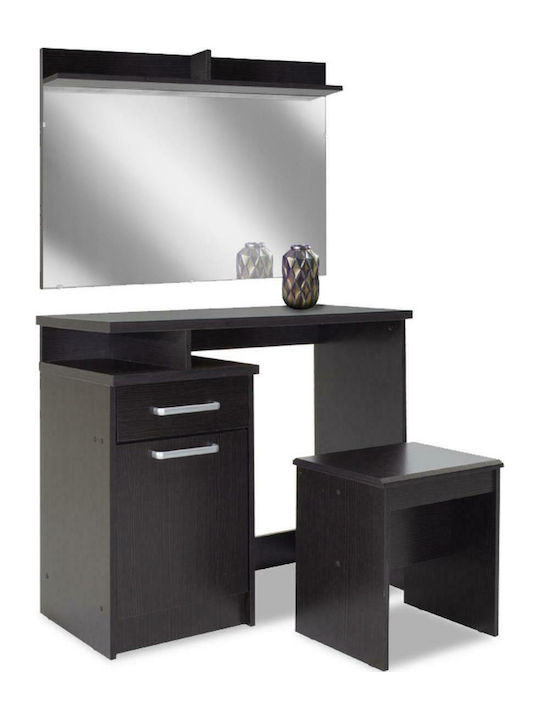 Eckige Schminktisch Kremetakamaras Olympus Holz Wenge mit Spiegel & Hocker 90.5x39.5x75cm