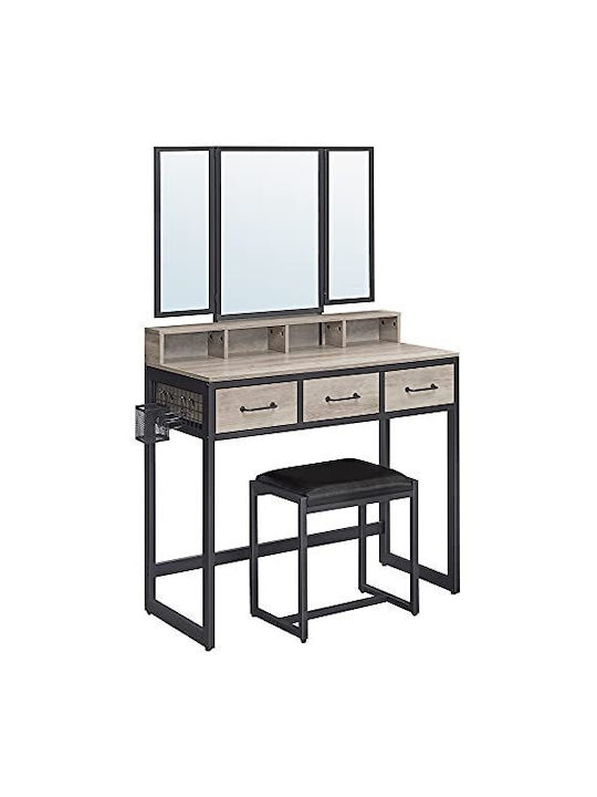 Wooden & Metallic Makeup Dressing Table Coffee with Mirror 90x40x141cm