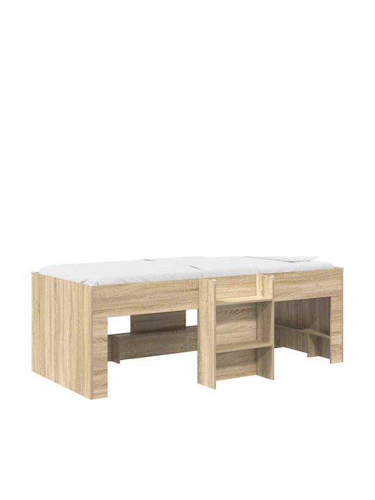 Kinderbett Einzel mit Stauraum Beige für Matratze 90x200cm
