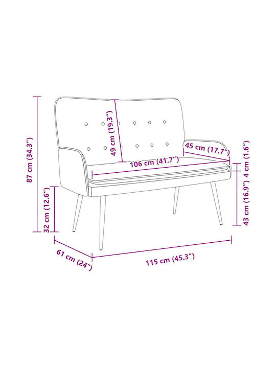 Doppelsitzer Sofa Weiß 115x61x87cm