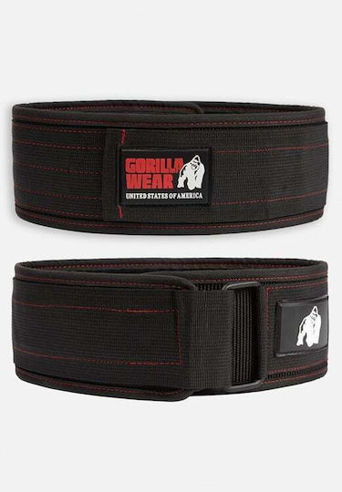 Gorilla Wear Weightlifting Belt Black/Red Stitched 4"