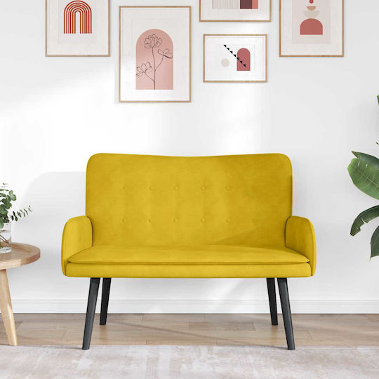 Two-Seater Velvet Yellow Couch 115x61x87 cm