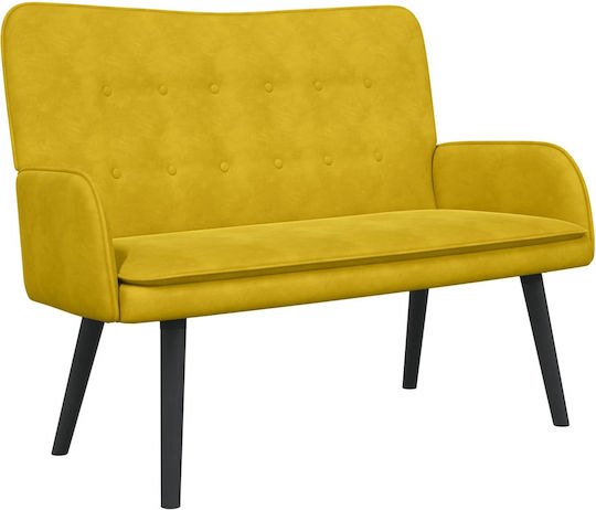 Two-Seater Velvet Yellow Couch 115x61x87 cm