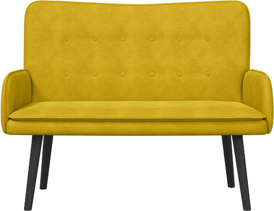 Two-Seater Velvet Yellow Couch 115x61x87 cm