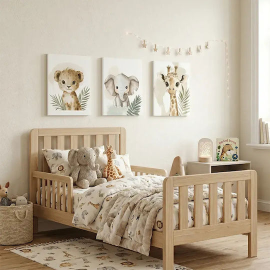 Children's Wall Posters Safari Animals Lion Elephant & Giraffe Set of 3