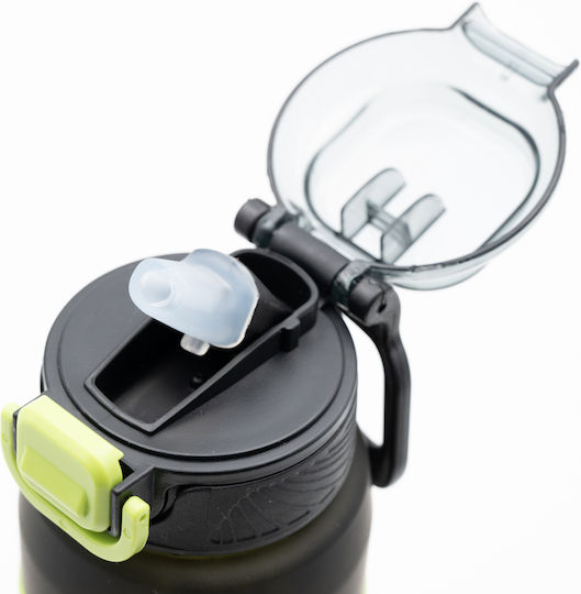 Happy Sticlă de Apă 800ml Ombre Negru-verde Mâner Antiderapant din Silicon Pai și Dozator