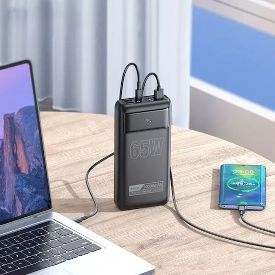 Hoco DB81 Power Bank 30000mAh 65W με 4 Θύρες USB-A Power Delivery Μαύρο