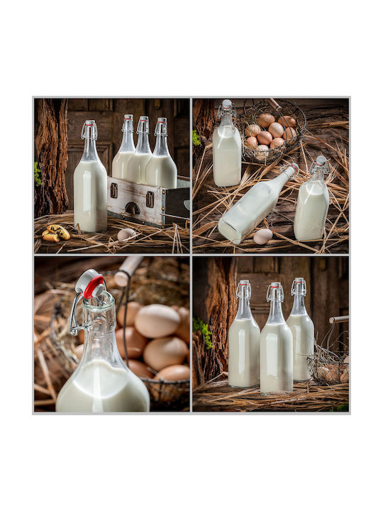 Kadax Μπουκάλι Νερού Γυάλινο με Κλιπ Διάφανο 1000ml 5 Τεμάχια